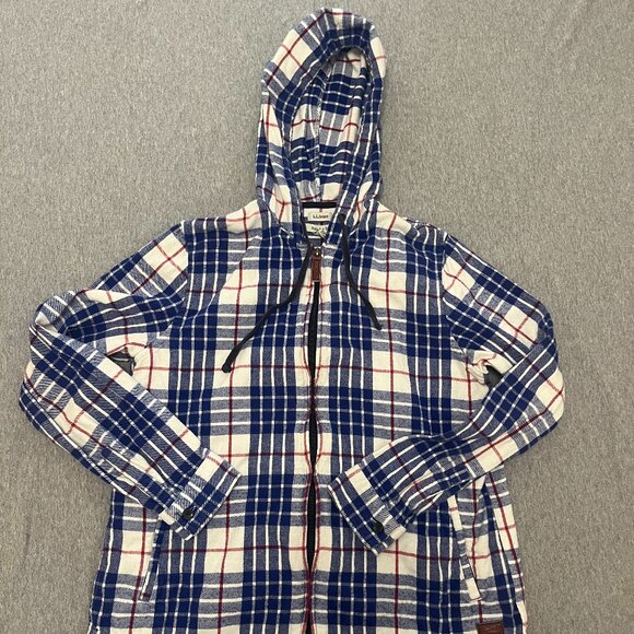 L.L.Bean Flannel Hooded Zip-Up Size Small - Picture 1 of 5